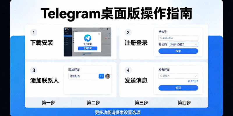 电脑屏幕上显示清晰的Telegram桌面版操作步骤指引