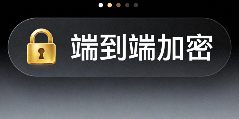 私密聊天窗口顶部显示显著的加密锁图标和‘端到端加密’提示