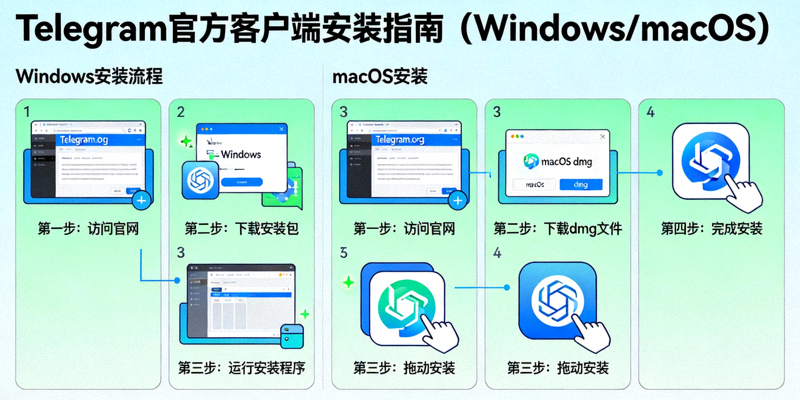 逐步演示在Windows和macOS电脑上安装Telegram官方客户端的过程